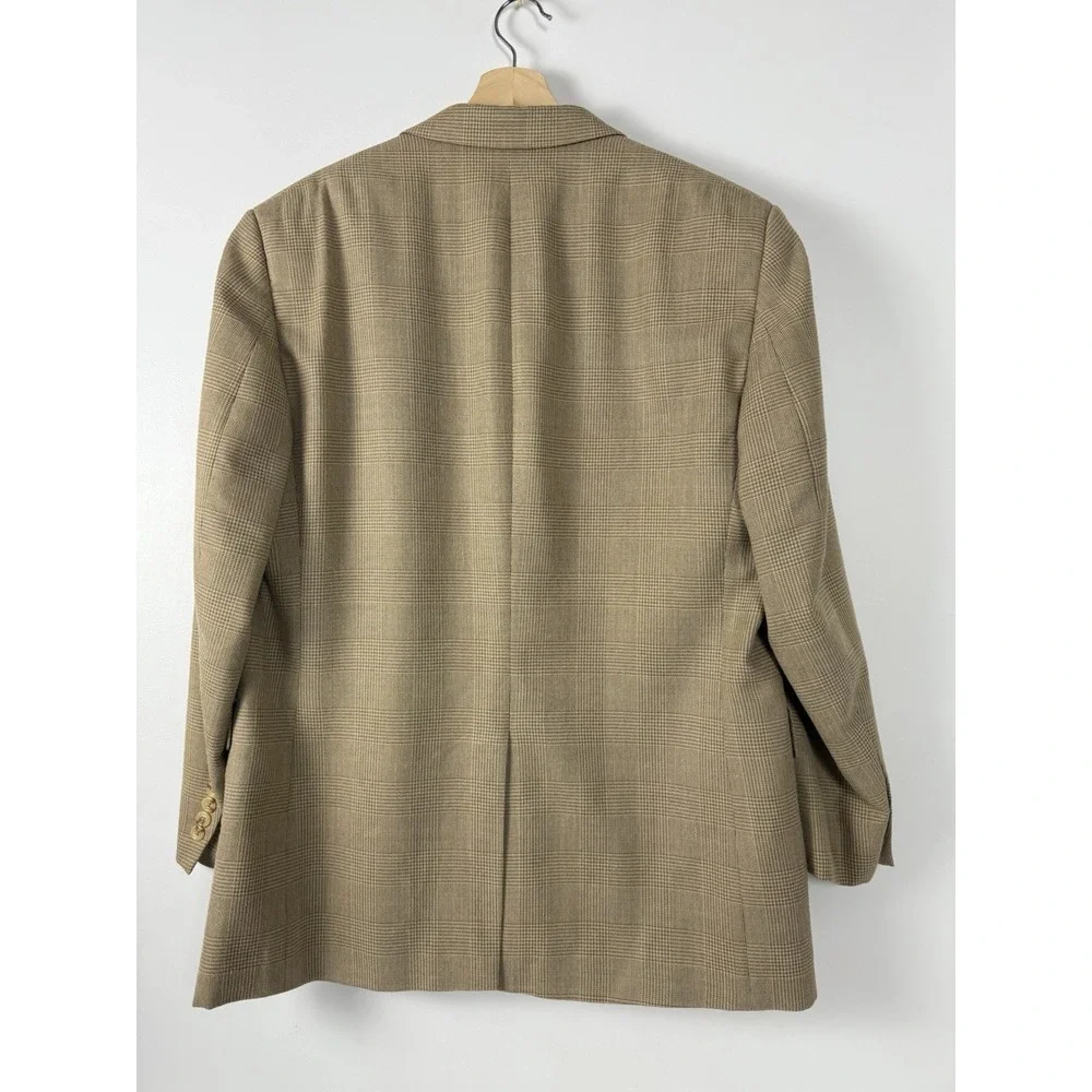 JoS A Bank Jacket Mens 42R Plaid Sport Coat Silk‎ Wool Blend Light Brown